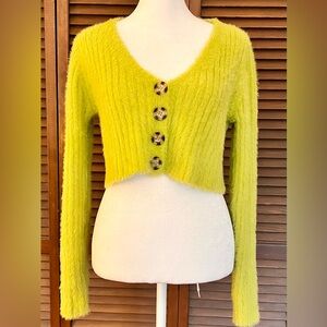 Urban Outfitters Rochelle Fuzzy Cropped Cardigan